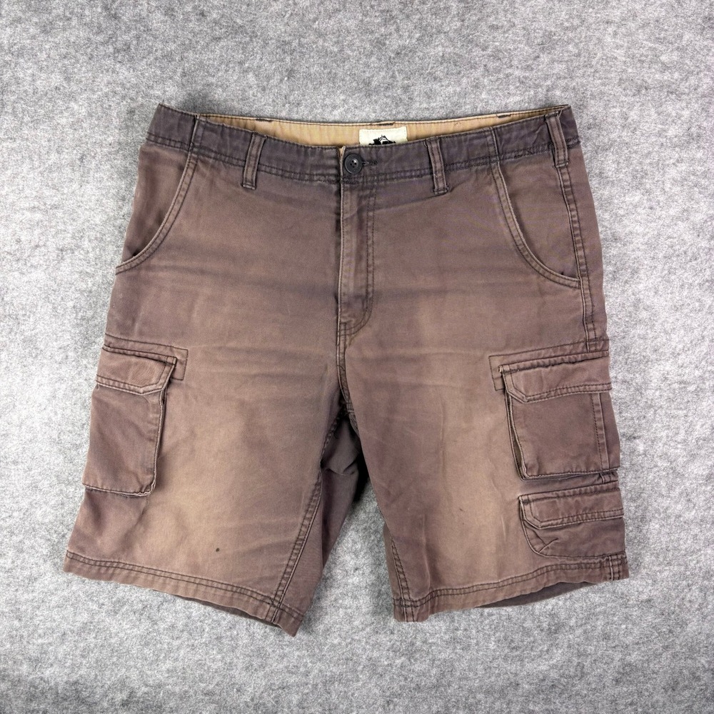 Old Mill Mens Cotton Cargo Shorts Brown Workwear Outdoor Size 32